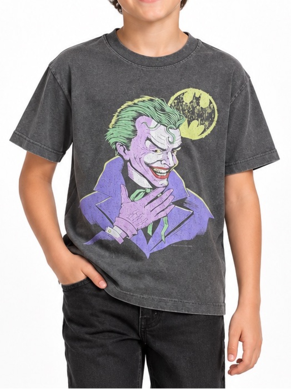 Vintage 1989 DC Comics Joker T-Shirt Kids L Division 1 Batman Graphic Tee Boys